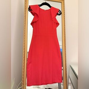 J.Crew Poppy Red Ruffle-Sleeve Sheath Dress